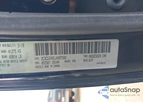 2018 Dodge Challenger Sxt Plus from USA, damaged, VIN 2C3CDZAG5JH287502